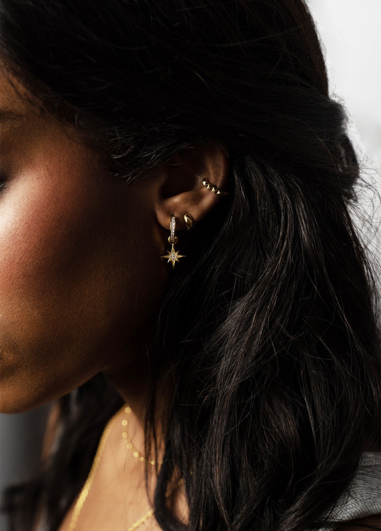 Sabrina & Becky on Ruby Gold Hoops